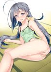  1girl ahoge anus bare_legs bottomless camisole clothed_female covering_pussy erect_nipples_under_clothes female_masturbation kantai_collection kiyoshimo_(kantai_collection) long_hair looking_at_viewer uncensored vaginal_juices 