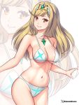  1girl 1girl 1girl alluring alternate_costume big_breasts blonde_hair core_crystal etchimune female_only mythra nintendo swimsuit xenoblade_(series) xenoblade_chronicles_2 