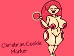 1girl big_ass big_breasts christmas_cookie_marker_(find_the_markers) cookie find_the_markers justmad9876_(artist) naked_female nude_female red_body red_hair red_nipples tan_skin