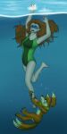  1girl asphyxiation barefoot blue_face buizel crossover drowning feet female gulping human pokemon sam_(totally_spies) struggling sucking tagme thehiddenmagpie totally_spies turning_blue underwater 