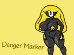 1girl big_ass big_breasts danger_marker_(find_the_markers) find_the_markers grey_skin justmad9876_(artist) naked_female nude_female white_eyes white_mouth yellow_background yellow_body yellow_hair yellow_nipples