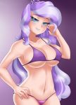  1girl aged_up bikini blue_eyes breasts cogbrony diamond_tiara diamond_tiara_(mlp) female female_only friendship_is_magic humanized long_hair looking_at_viewer mostly_nude my_little_pony solo standing swimsuit two-tone_hair 
