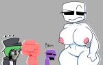  ... 2_girls 2boys big_breasts big_thighs breasts friday_night_funkin friday_night_funkin_mod funny funny_face green_hair grey_background mayed mr.jeffrey ourple_guy_(kiwiquest) purple_skin remake thighs white_skin xd102_ex3 