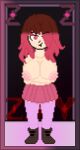 1girl alternate_version_available bete_noire betty_noire big_breasts boots breasts brown_hair female_only glitchtale long_socks nipples pixel_(artwork) pixel_art red_eyes red_hair red_skirt skirt topless topless_female undertale_au zixy_(artist)