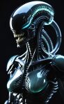  ai_generated alien alien_(franchise) alien_girl black_background breasts shiny_skin xenomorph 