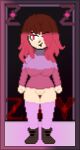  bete_noire betty_noire big_breasts boots breasts breasts brown_hair glitchtale long_socks pink_shirt purple_shirt red_eyes red_hair 