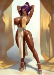 ai_generated big_breasts bleach brown_skin looking_at_viewer nipple_slip nipples nipples_visible_through_clothing purple_hair smile tanned tanned_skin yellow_eyes yoruichi_shihouin