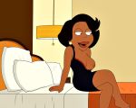  bed breasts donna_tubbs earrings nightgown nipple_slip smile the_cleveland_show 