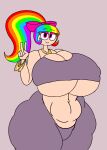 jewelry looking_at_viewer milf peace_sign ra1nb0wk1tty101 rainbow_hair rainbow_kitty101 the_adventures_of_ra1nb0wk1tty_and_her_allies v workout_clothes
