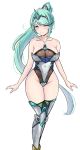  1girl 1girl absurd_res alluring big_breasts chascoby green_eyes green_hair high_res nintendo pneuma_(xenoblade) simple_background white_background xenoblade_(series) xenoblade_chronicles_2 