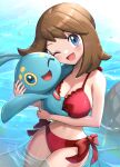  1girl 1girl 1girl alluring bikini breasts cleavage game_freak gonzarez looking_at_viewer manaphy may may_(pokemon) nintendo pokemon pokemon_rse swimsuit 