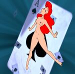 2024 barefoot blue_background breasts cards closed_eyes disney dream dreaming eyebrows eyelashes falling_down feet foot navel nightmare nipples open_mouth princess_ariel pussy red_hair sexy_body the_little_mermaid toes
