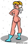  1girl 2018 aged_up ass benthelooney black_eyes blonde_hair boots closed_mouth dat_ass frosty_the_snowman_(series) karen_(frosty_the_snowman) rankin-bass sexy sexy_ass sexy_body sideboob snowing yellow_hair 