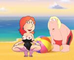  breasts chris_griffin erect_nipples family_guy lois_griffin mother_&amp;_son pubic_hair pussy squatting swimsuit tan_line thighs 