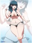  1girl 1girl 1girl alluring bare_legs big_breasts big_breasts bikini black_bikini black_swimsuit blue_eyes breasts byleth_(fire_emblem) byleth_(fire_emblem)_(female) female_only fire_emblem fire_emblem:_three_houses layerth legs medium_hair nintendo open_mouth smile swimsuit teal_hair wide_hips 
