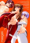  anus ass asuka_langley_souryuu bare_shoulders blue_eyes blue_hair blush bodysuit breasts brown_hair censored cum cum_inside cum_on_ass cum_on_body cum_on_lower_body cum_on_upper_body cumdrip evangelion:_2.0_you_can_(not)_advance female glasses gloves hair_ornament hairband highres kure_masahiro large_breasts long_hair looking_back mari_illustrious_makinami multiple_girls neon_genesis_evangelion nipples no_bra no_panties pinky_out rebuild_of_evangelion rei_ayanami smile twintails 