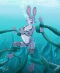  1girl bunny disney drown drowning judy_hopps lingerie rabbit tagme tentacle the-blub-meister underwater zootopia 