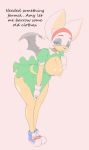  1girl 1girl anthro bat big_breasts breasts cleavage clothed clothing conditional_dnp english_text facial_piercing footwear furry hair headband high_res lip_piercing looking_at_viewer mammal membranous_wings piercing rouge_the_bat sega shoes smile snakebite_piercing text white_hair wings xopachi 