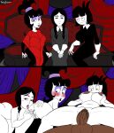  1boy 3_girls addams_family adult_swim beetlejuice big_breasts casting_couch creepy_susie goth goth_girl lydia_deetz pussy sex the_addams_family the_oblongs threesome wednesday_addams 