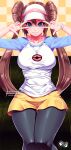  1girl 1girl 1girl alluring big_breasts deviantart eye_contact female_only human jadenkaiba looking_at_viewer mei_(pokemon) nintendo peace_sign pokemon pokemon_bw2 rosa rosa_(pokemon) solo_female solo_focus source_request text thick_thighs twin_tails url v v_sign watermark wide_hips 