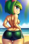  ai_generated beach big_breasts breasts clothing cosmo_the_seedrian laying_down mobians.ai nipples nuggeto sea seaside sega shorts sonic_the_hedgehog_(series) topless topless_female 