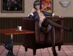 1girl 3d armchair black-kat-3d-studio breasts clothing female_only sitting solo_female