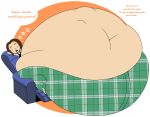 gigantic_belly sleeping spaghettiz stertchy_pants_girl_(joy) stretchy_pants struggling_prey thick_thighs unknown_prey vore vore_belly weight_gain