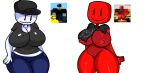 2_girls big_breasts black_shirt blue_panties breasts jp20414(artist) red_skin redhead reference_image roblox roblox_avatar thicc white_body white_skin