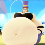 1girl a_hat_in_time bbw beach big_breasts bikini boba_tea_challenge breasts drink hat_kid huge_ass huge_belly obese plump thick_thighs