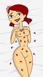 1girl 1girl 1girl breasts flower flower_in_hair flower_petals lipstick looking_at_viewer nipples petals pussy red_hair smile solo_female tjlive5 total_drama:_revenge_of_the_island total_drama_island twin_tails zoey_(tdi)