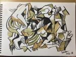  6+girls abstract breasts nude_female traditional_media_(artwork) 