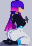  1girl 1girl ass big_ass glitch_techs looking_at_viewer miko_kubota purple_hair 