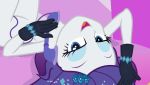  1girl blue_eyes diamonds equestria_girls eyeshadow female female_only friendship_is_magic gloves half-closed_eyes long_hair looking_at_viewer lying my_little_pony nude open_mouth purple_hair rarity rarity_(mlp) simple_background smile solo strategically_covered telephone 