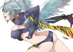 bibinbadonko blue_hair breasts butt_crack earrings gloves jewelry large_breasts loincloth ocarina_(violinist_of_hameln) red_eyes ring scarf violinist_of_hameln wings