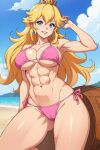  abs ai_generated beach bikini nuggeto princess_peach sea seaside 