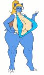 1girl big_ass big_breasts bikini blastoise blue_skin long_hair luchodraws posing seductive sling_bikini swimsuit yellow_hair
