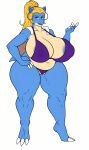 1girl big_ass big_breasts bikini blastoise blue_skin long_hair luchodraws posing purple_bikini seductive yellow_hair