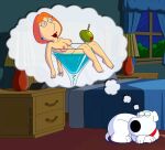  ass blackzacek breasts brian_griffin cocktail_glass dreaming erect_nipples family_guy lois_griffin nude thighs 