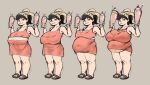  1girl big_belly big_breasts bra bra_visible_through_clothes breast_expansion bunny_ears ice_cream maricela obese outgrowing_clothes plump rosebuds sundae tight_clothing weight_gain 