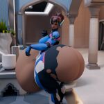  1girl annoyed bare_ass bbw big_breasts blizzard_entertainment d.va_(overwatch) egirl fat_ass fat_thighs gamer_girl headset huge_ass huge_belly overwatch thick_thighs tight_clothing torn_clothes wardrobe_malfunction weight_gain wide_hips 