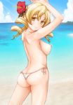  1_girl 1girl arm armpits arms arms_up art artist_request ass babe back bare_back bare_legs bare_shoulders beach big_breasts bikini blonde blonde_hair blush breasts cloud drill_hair female flower hair_flower large_breasts legs looking_at_viewer looking_back mahou_shoujo_madoka_magica mami_tomoe neck nipples ocean sand sea short_hair side-tie_bikini sideboob sky smile solo standing swimsuit tomoe_mami topless twin_drills water white_bikini white_swimsuit yellow_eyes 