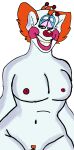 1girl big_breasts breasts clown clown_girl female_only genderbend green_eyes huge_breasts killer_klowns_from_outer_space nipples nude nude nude_female orange_hair pussy pussy pussy_hair slim_killer_klowns smiling_at_viewer vaginal white_body white_skin