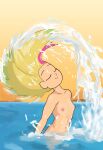  1girl amphibia blonde_hair closed_eyes long_hair molly_jo_(amphibia) nipples nude small_breasts water 