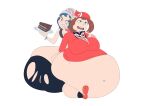  2_girls big_ass big_breasts burping cake cake_(food) dawn dawn_(pokemon) fat_ass fat_fetish feederism feeding food huge_belly may may_(pokemon) nintendo obese plump pokemon sitting theneverwere theneverwere_(artist) thick_thighs 