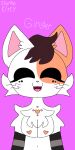 1girl animation_meme_community anthro anthro_only big_breasts breasts cat cat_girl closed_eyes eyelashes female_only furry furry_female furry_only ginger_(saveraedae) hair heart_nipples nude_female open_mouth saveraedae starphickitty_(artist) tagme white_fur