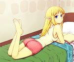  /\/\/\ 1_girl arm arm_support arms art ass bare_legs barefoot bed blonde blonde_hair blue_eyes book boyshorts breasts camisole casual chin_rest clothed clothes feet female full_body hime_cut indoors leg_lift leg_up legs long_hair looking_at_viewer looking_back lying nintendo on_bed on_stomach open_book pillow pointy_ears princess_zelda room saiba_(henrietta) serious short_shorts shorts skyward_sword solo tank_top the_legend_of_zelda the_legend_of_zelda:_skyward_sword toes 