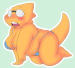 1_girl 1girl 2020s 2022 adorable all_fours alphys alphys_(undertale) anthro aruput aruput_ut belly big_breasts bikini blush bodily_fluids breasts buckteeth chubby chubby_anthro chubby_female clothed clothing cute deep_navel embarrassed eyewear female female_only frown glasses green_background lizard lizard_girl lizard_tail looking_back monster monster_girl navel nervous non-mammal_breasts open_frown open_mouth reptile reptile_girl reptile_tail scales scalie shortstack side_view simple_background skimpy slightly_chubby solid_color_background solo solo_anthro solo_female string_bikini sweat swimsuit swimwear tail teeth thick_tail thick_thighs undertale undertale_(series) yellow_body yellow_scales yellow_skin