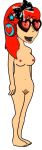 barefoot belly_button bow breasts goanimate headphones heart looking_at_viewer nipples nude pussy red_hair sierralovezanime sierralovezanime_(cgia_alt) sunglasses teasing_viewer vyond youtuber