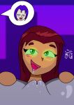 2_girls 2girls artist_name duo female_only female_pov glowing glowing_eyes licking licking_pussy pov pussy raven_(dc) saliva self_upload smgbullet starfire starfire_(teen_titans_go) teen_titans yuri