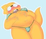 1_girl 1girl 2020s 2022 adorable alphys alphys_(undertale) anthro anthro_only aruput aruput_ut belly big_belly bikini blue_background blush breasts buckteeth cameltoe chubby chubby_female clothing cute eyewear female female_only glasses holding_belly lizard lizard_girl lizard_tail micro_bikini monster monster_girl nipple_bulge non-mammal_breasts pokies reptile reptile_girl reptile_tail scales scalie simple_background slightly_chubby solid_color_background solo solo_anthro solo_female swimwear tail teeth thong undertale undertale_(series) underwear video_games yellow_body yellow_scales yellow_skin
